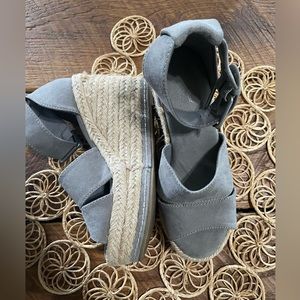 Gray wedge sandals